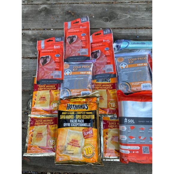 HUGE LOT SOL Heat Sheet Survival Emergency Blanket Body Warmer Cold Pack - Picture 2 of 6